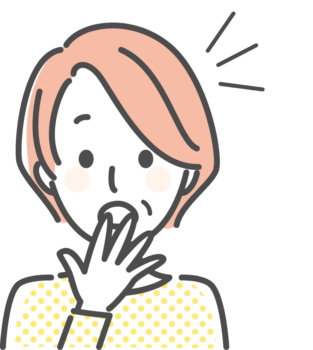 手で口元を覆う女性